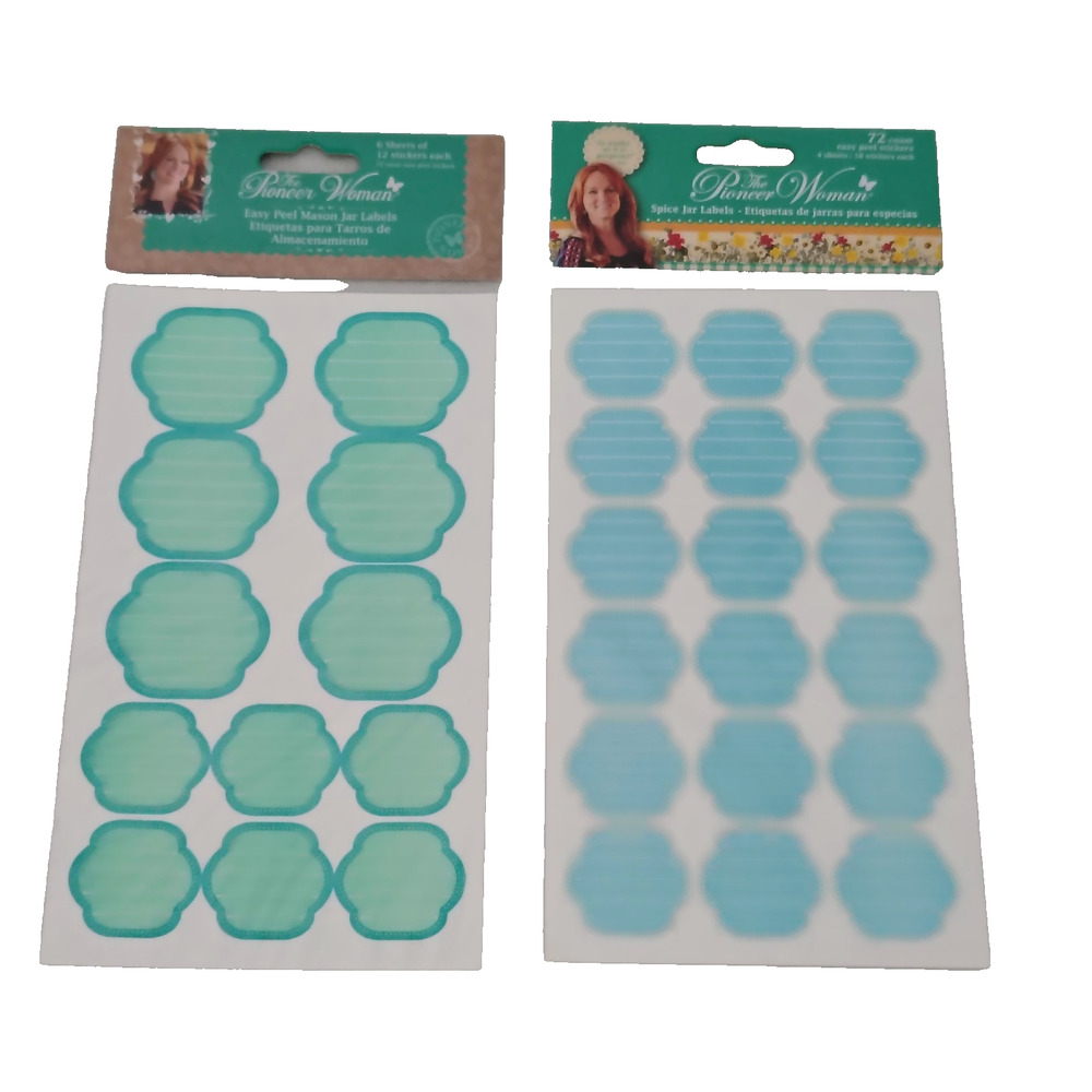 The Pioneer Woman Easy Peel Spice Jar & Mason Jar Labels 72 Count Set of 2 New